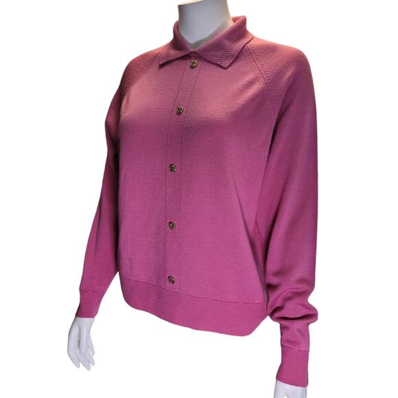 Vintage 80s Dunedin Purple Lambswool Collared Sweater Large Kitschy Grannycore - Picture 8 of 10